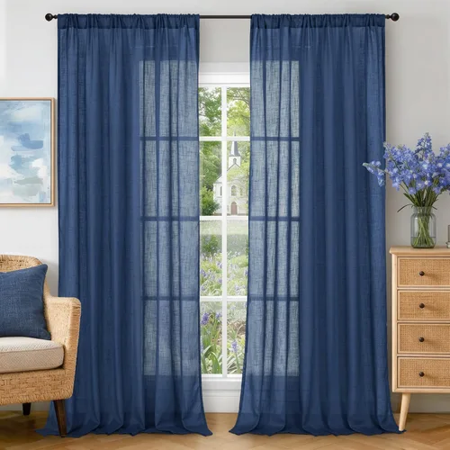 Miniatura 23 de BGment Cortinas de lino café de 30 pulgadas de largo para ventana pequeña, cortinas de media ventana beige semitransparentes ligeras con bolsillo
