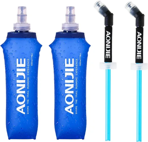 Miniatura 10 de JEELAD Soft Folding Water Bottles TPU Collapsible Flask Hydration Pack Ideal for Running Hiking Cycling Outdoor