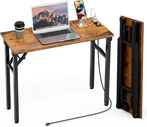 Miniatura 11 de TEMI Mesa de Computadora Pequeña Mesa Plegable - Escritorio de Oficina Plegable de 35.8", Sin Ensamblaje, Perfecto para Espacios Pequeños