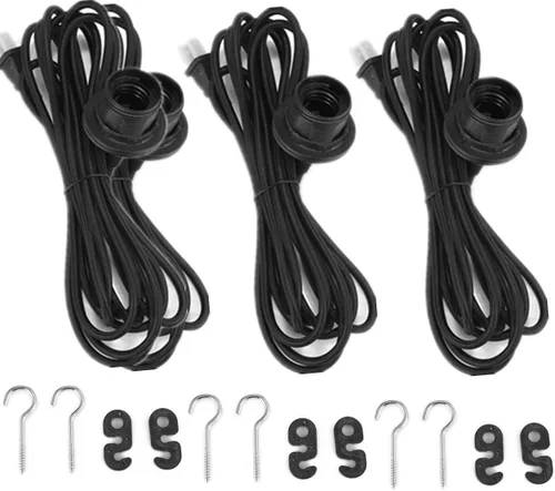 Miniatura 2 de FadimiKoo Kit de luz colgante, kit de lámpara E26/E27, kit de cable de luz colgante Edison vintage con interruptor de encendido/apagado
