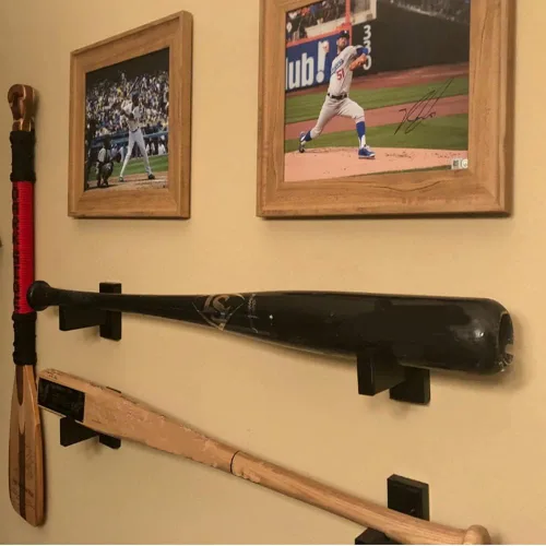 Miniatura 3 de Soporte de pared para bate de béisbol, soporte de madera maciza con tornillos ocultos para sóftbol y béisbol Blanco