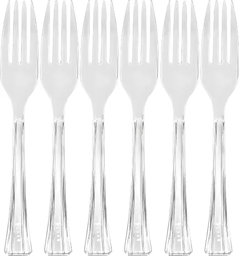 Miniatura 2 de Lillian tablesettings 48 cubiertos de plástico., tenedores, Transparente Claro