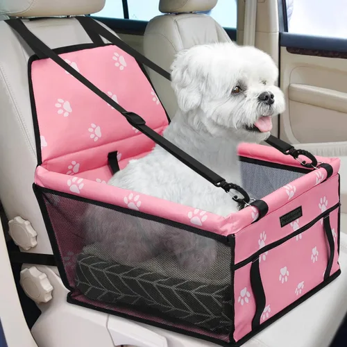 Miniatura 18 de Asiento de coche para perro plegable, asiento elevador de coche para perros impermeable transpirable Oxford, bolsa de viaje para perros pequeños a