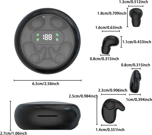 Miniatura 8 de Dos pares de mini auriculares Bluetooth invisibles, cómodos auriculares inalámbricos para dormir, con micrófono, auriculares impermeables IPX5