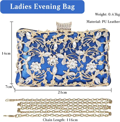 Miniatura 3 de CORIOS Bolso de noche con diamantes de imitación para mujer, bolso de mano de cristal brillante con purpurina y lentejuelas