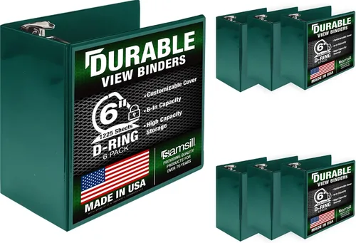 Miniatura 101 de Samsill Carpeta duradera de 1.5 pulgadas, fabricada en los Estados Unidos, carpeta de anillos en D, carpeta transparente personalizable, color rojo