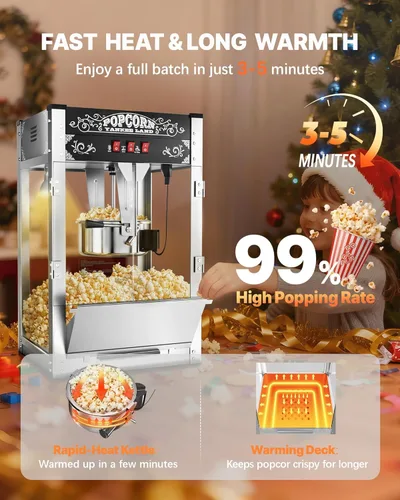 Miniatura 3 de Máquina comercial de palomitas de maíz de 16 onzas, máquina grande de palomitas de maíz para encimera, 1440 W, máquina de maíz de mesa de cine
