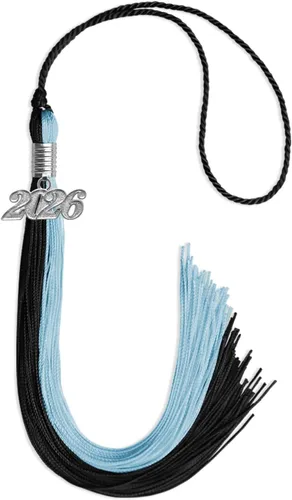 Miniatura 238 de Endea Graduation Borla de doble color con gota de fecha plateada (negro/oro antiguo, 2025)