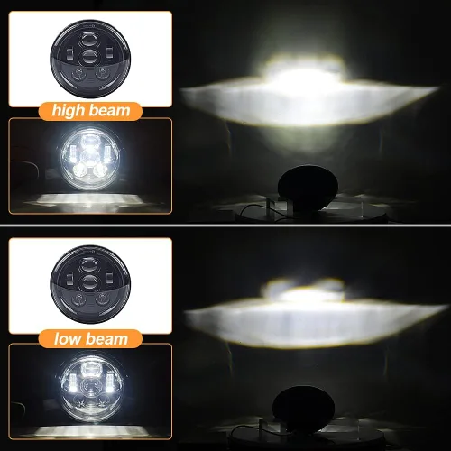 Miniatura 2 de Faro delantero LED de motocicleta de 7 pulgadas y 6 lentes compatible con Harley Davidson Street Glide Road King Electra Glide Fat Boy Heritage Negro
