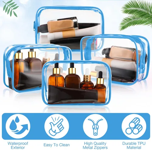 Miniatura 4 de Saintrygo Paquete de 18 bolsas de maquillaje transparentes de 7 x 5 de PVC, bolsas de plástico con cremallera, artículos de tocador portátiles