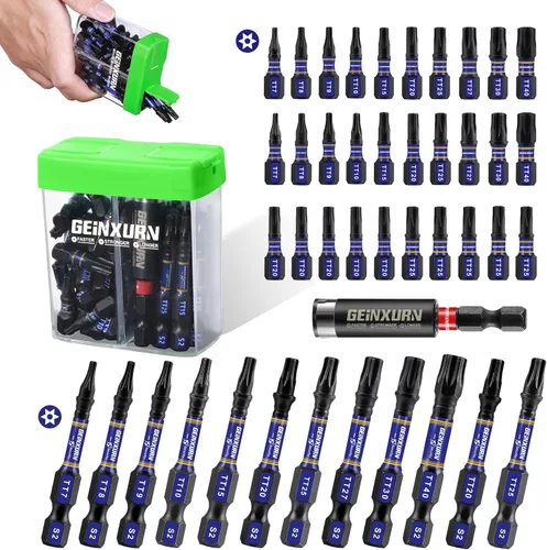 Miniatura 20 de Geinxurn Juego de Puntas de Destornillador de Impacto #2 Phillips, 43 piezas Brocas Magnéticas PH2 (1" y 2") S2 de Acero con Caja de Almacenamiento