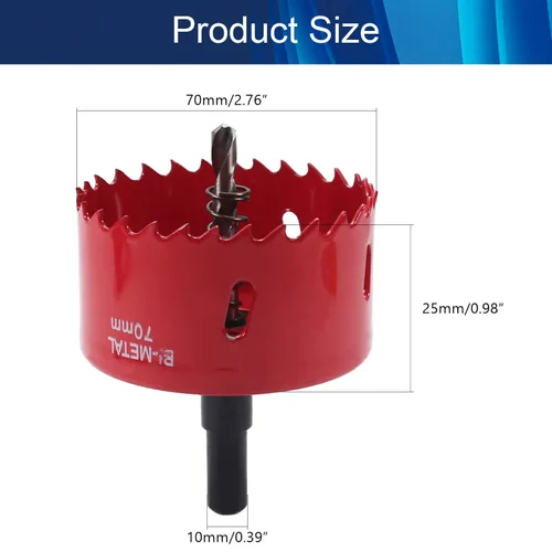 Miniatura 2 de Utoolmart Broca bimetálica de sierra de agujero de 2.756 in/2.75 pulgadas, profundidad de corte de 0.984 in/1 pulgada de profundidad de corte, hoja