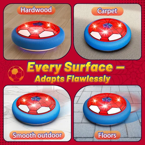 Miniatura 6 de HopeRock Juguetes de Fútbol Paquete de 2 Pelotas de Fútbol Flotantes Juego de Fútbol Interior con Luces LED, Parachoques de Espuma Suave, Regalos