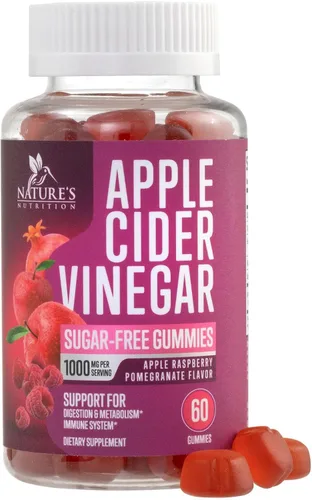 Miniatura 10 de Gomitas de vinagre de sidra de manzana, 1000 mg por porción, suplemento de vitaminas ACV de máxima fuerza sin azúcar, fórmula avanzada, vitamina B12