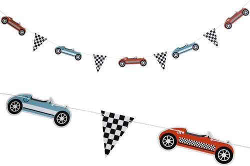 Cartel de cumpleaños con temática de auto de carreras retro, decoración de fiesta de coche de carreras, decoración rápida de una fiesta para niños,