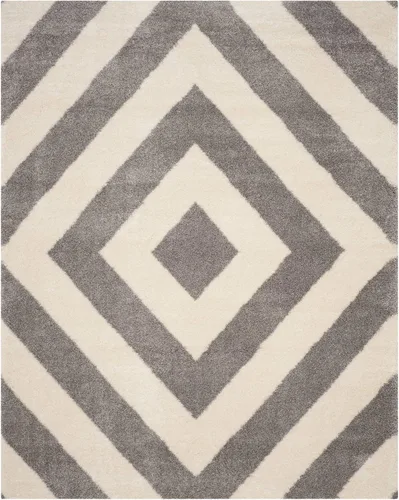 Miniatura 4 de SAFAVIEH Portofino Shag Collection - Alfombra para pasillo, 2 pies 3 pulgadas x 7 pies, color marfil y beige, diseño geométrico, no desprende pelusa