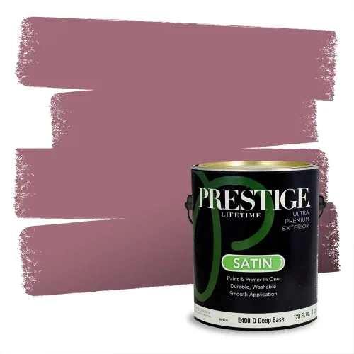 Miniatura 710 de Prestige Paints Pintura exterior e imprimación en uno, 1 galón, plano, coincidencia comparable de Valspar* Amber Rose*