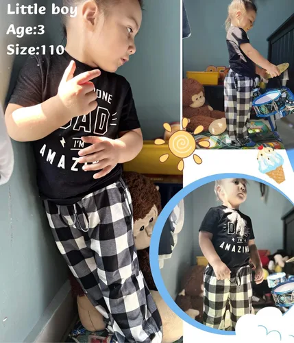 Miniatura 2 de Ekouaer Pantalones de pijama para niños, paquete de 3 pantalones de dormir suaves con cintura elástica para niños, pantalones de pijama a cuadros