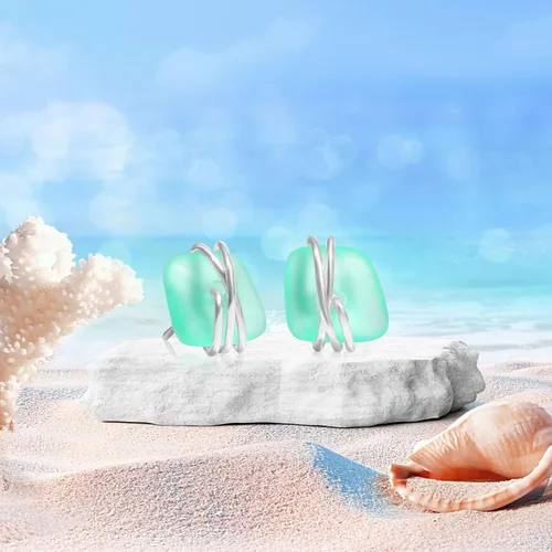 Miniatura 26 de Sea Glass Earrings S925 Sterling Silver Hypoallergenic Handmade Stud Post Earrings Beach Glass Fashion Handcraft Jewelry earrings stud earrings from