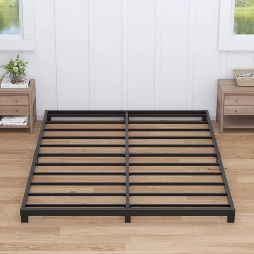 Nailsong Base de Cama de 4 Pulgadas Tamaño Completo de Bajo Perfil, Base de Cama de Metal Tamaño Completo sin Necesidad de Somier, Metal Resistente,