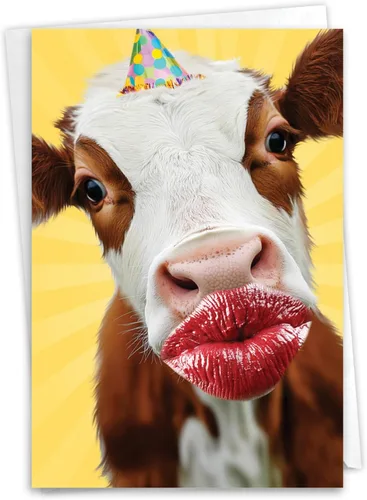 Miniatura 13 de NobleWorks - 1 divertida tarjeta de cumpleaños de animales con sobre - Bonita tarjeta para cumpleaños - Aquí está mirando el zoológico C6639FBDG-US