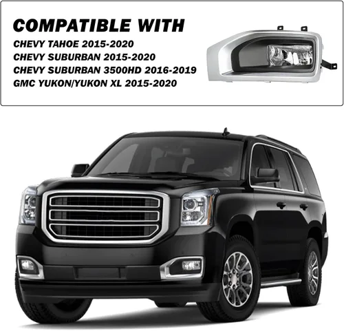 Miniatura 5 de SOCKIR Conjunto de faros delanteros y antiniebla para GMC YUKON SLT 2015-2020, SLE/Yukon XL SLT, SLE OE - Par de faros halógenos de fábrica, carcasa