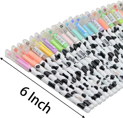Miniatura 4 de Yansanido Paquete de 12 bolígrafos de gel con diseño de vaca Kawaii para oficina, escuela, hogar, viajes, regalo para amigos y estudiantes (12)