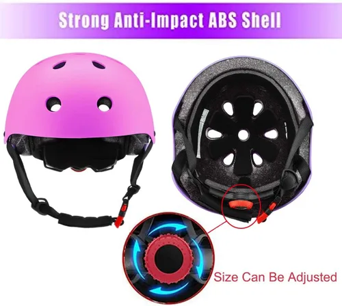 Miniatura 3 de Casco ajustable para niños de 3 a 16 años, niños pequeños, niños y niñas, equipo de protección con rodilleras, coderas y muñequeras para múltiples 1