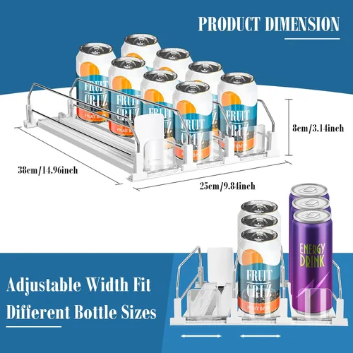 Miniatura 2 de hanmir Organizador de bebidas para refrigerador, dispensador de latas de soda de ancho ajustable para organizadores y almacenamiento