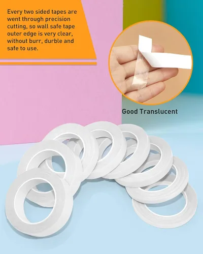 Miniatura 5 de 8 Rollos de Cinta de Doble Cara Fina de Varios Tamaños para Manualidades, Artes, Álbumes de Recortes, Fotografía, Respaldo de Papel, Fácil de Rasgar