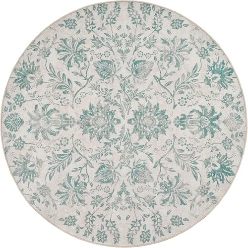 Miniatura 232 de jinchan Lima - Alfombra simétrica floral geométrica lavable, alfombra de entrada de medio círculo de 2 x 3, alfombra de media luna, suave y Azul