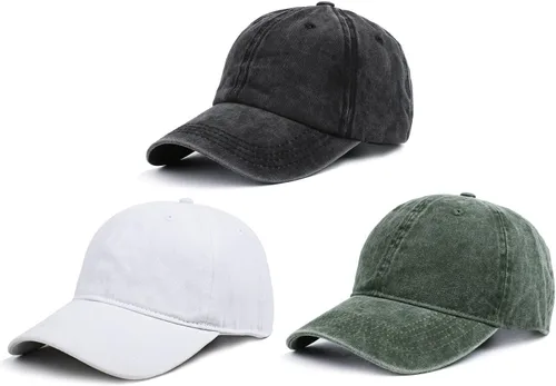 Miniatura 9 de HH HOFNEN Gorra de béisbol de algodón de sarga lavada y desgastada, vintage, ajustable, para hombre y mujer