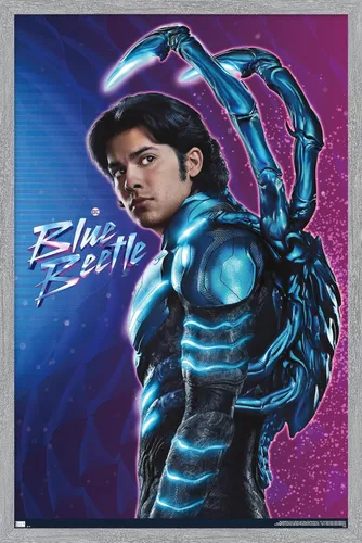 Miniatura 13 de Trends International DC Comics Movie Blue Beetle - Póster de pared de Jaime Reyes, 14.725 x 22.375 pulgadas, versión enmarcada plateada Versión