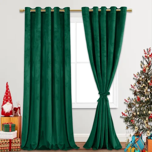 Miniatura 31 de JIUZHEN - Cortinas de terciopelo gris de 63 pulgadas opacas para sala de estar - Cortinas gruesas de terciopelo con ojales para ventana