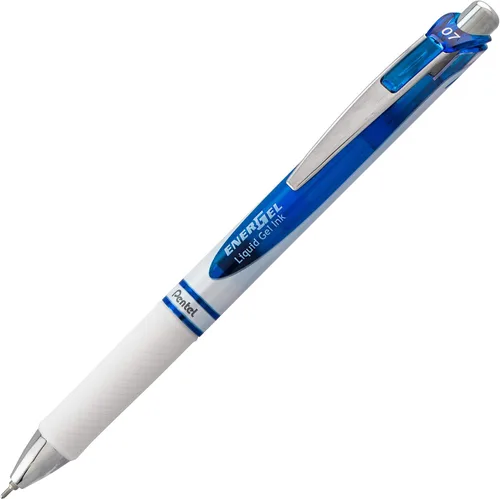 Miniatura 2 de Pentel EnerGel Pearl - Bolígrafo de gel líquido retráctil, punta de aguja (0,7 mm), trazo medio, tinta azul, paquete de 2 unidades (BLN77WBP2C)