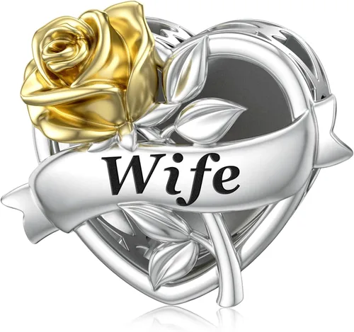 JIAYIQI Pulsera Pandora para mamá, abuela, hija, esposa, amiga y hermana, con dije de oro de rosa 3D, dije de amor, día de San Valentín, cumpleaños,