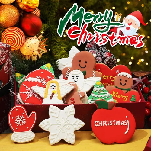 Miniatura 7 de Juego de Cortadores de Galletas de Navidad - 24 Piezas Cortador de Galletas Navideñas con 8 Formas - Hombres de Jengibre, Árbol de Navidad, Copo