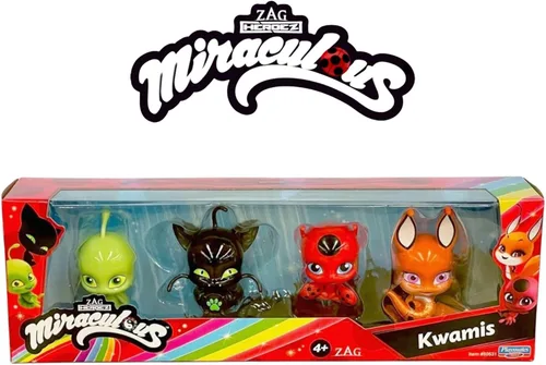 Miniatura 3 de BANDAI Miraculous Ladybug and Cat Noir Quality Kwami Surprise - 4 Figuritas Mágicas Joyas Brillantes para Belleza y Exhibición