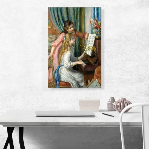 Miniatura 2 de ARTCANVAS Pierre-Auguste Renoir - Lienzo decorativo de dos chicas jóvenes en el piano 1892, pintura enmarcada estirada, póster giclée, decoración