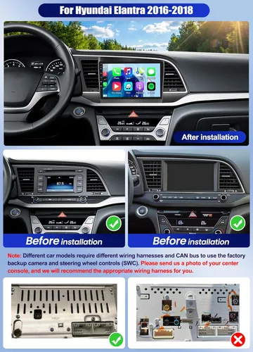Miniatura 2 de CAMECHO 8 Core 6+128G Android 15 Estéreo de coche para Hyundai Elantra 2016 2017 2018, 9 pulgadas IPS 2.5D Radio de coche con Carplay inalámbrico