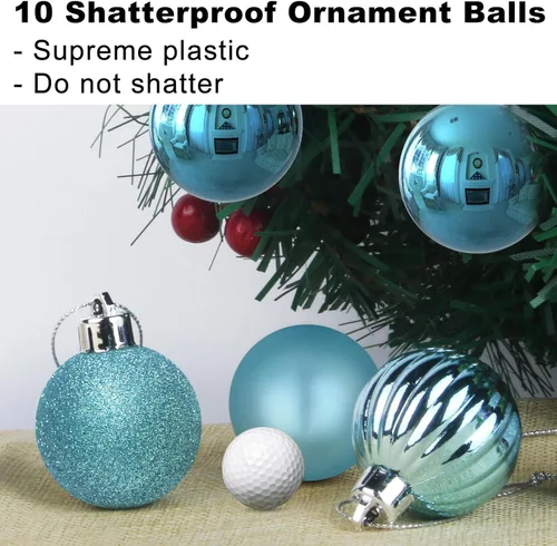 Miniatura 3 de Bolas de Navidad Grandes de 3.2" en Azul Bebé - Adornos para Árbol de Navidad, Bolas Colgantes Inastillables para Cumpleaños, Halloween, Boda