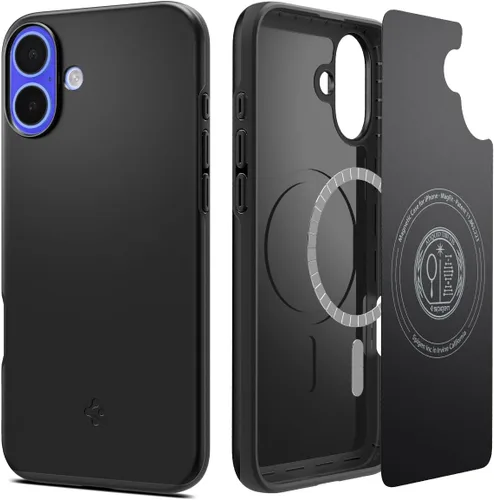 Miniatura 10 de Spigen Thin Fit MagFit Funda diseñada para iPhone 16 [Carcasa rígida] [Protección de grado militar] Compatible con MagSafe - Negro
