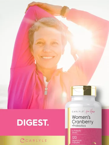 Miniatura 7 de Carlyle Probióticos Cranberry Plus para mujer 120 cápsulas con 14 cepas probióticas Vegetariano, sin OMG, suplemento sin gluten para ella