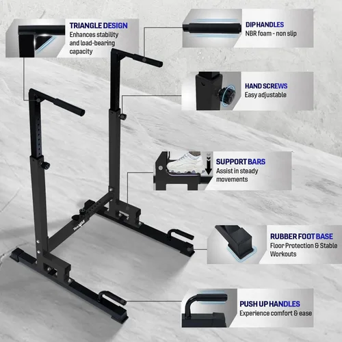 Miniatura 3 de Yes4All - Soporte de inmersión de 500 libras de capacidad, barras de inmersión ajustables de 80 niveles, máquina de estación de inmersión para Negro