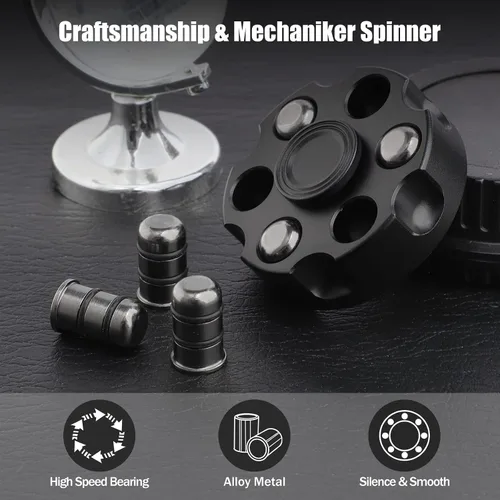 Miniatura 7 de Juguete Fidget Spinner para Adultos y Niños, Spinner de Mano y Dedo de Aleación Negra Genial, Alivio del Estrés Anti Ansiedad Fidget Cube Fidget