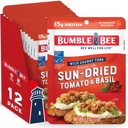 Miniatura 27 de Bumble Bee - Atún sazonado con hierbas y especias mediterráneas, sobre de 71 g - Listo para comer - Paquete de atún capturado de forma salvaje - 14