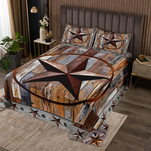 Miniatura 6 de Feelyou Colcha de vaquero occidental, tamaño King, diseño rústico de Texas Star con botas de vaquero, colcha acolchada para niños pequeños, diseño