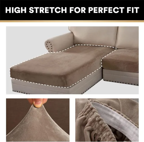 Miniatura 5 de PrinceDeco Fundas de sofá seccional 3 piezas Fundas de sofá de terciopelo Fundas de sofá en forma de L suaves para sofá seccional Funda de sofá