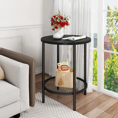 Miniatura 6 de DKLGG Mesas de centro negras de 3 piezas para sala de estar, mesa de centro redonda de madera de 3 piezas, mesas auxiliares y mesas auxiliares