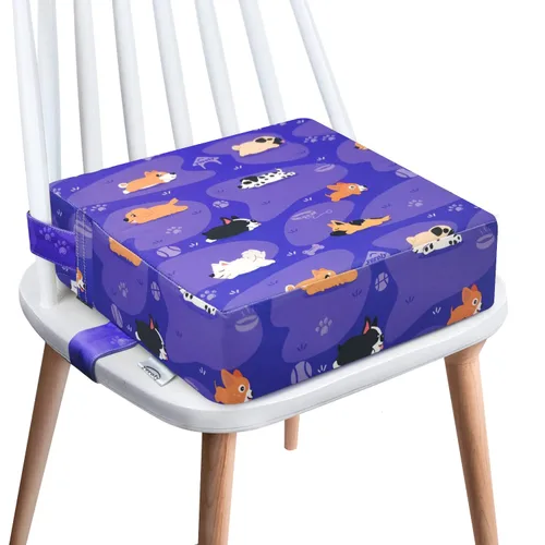 Asiento elevador para niños para mesa de comedor, de 4 pulgadas, lavable, con dobles correas más seguras, fondo antideslizante, asiento elevador